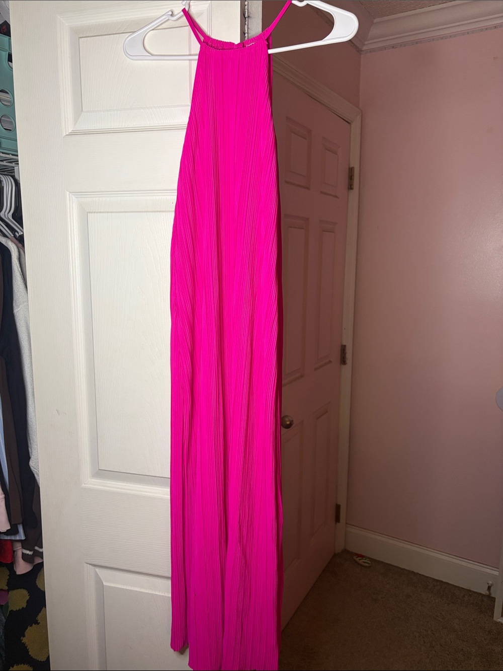 a new day Neon Pink Pleated Maxi Dress